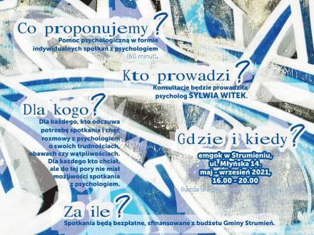 Spotkania z psychologiem dla młodzieży z gminy Strumień - plakat