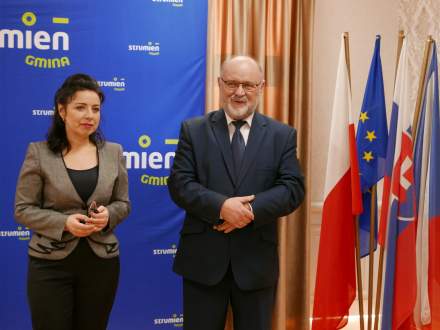 Burmistrz Strumienia Anna Grygierek i Przewodniczący Rady Miejskiej Czesław Greń