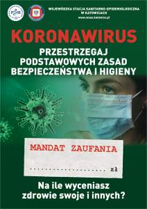 Ulotka - akcja informacyjno-edukacyjna pn. "Koronawirus. Przestrzegaj podstawowych zasad bezpieczeństwa i higieny"