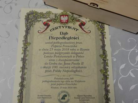 Certyfikat Dąb Niepodległości