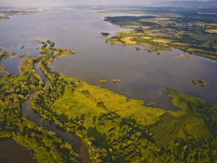 Zbiornik Goczałkowicki w rejonie ujścia Wisły z lotu ptaka A.Siudy