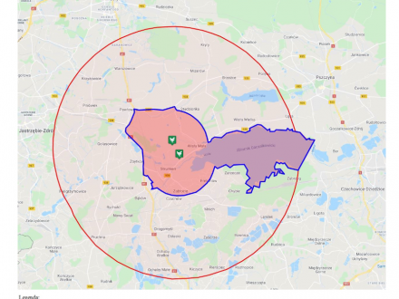 Mapa obszaru zapowietrzonego oraz zagrożonego do rozporządzenia Wojewody Śląskiego z dnia 28.04