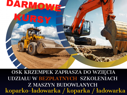 Plakat-bezpłatne kursy z maszyn budowlanych