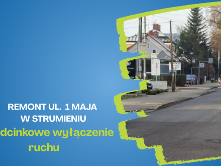 Remont ul. 1 Maja w Strumieniu - odcinkowe wyłączenie ruchu