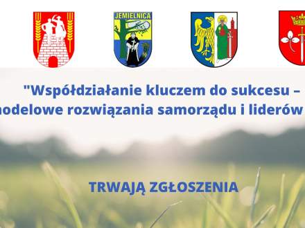 Grafika z herbami gmin partnerskich projektu "Współdziałanie kluczem do sukcesu - modelowe rozwiązania samorządu i liderów wsi"