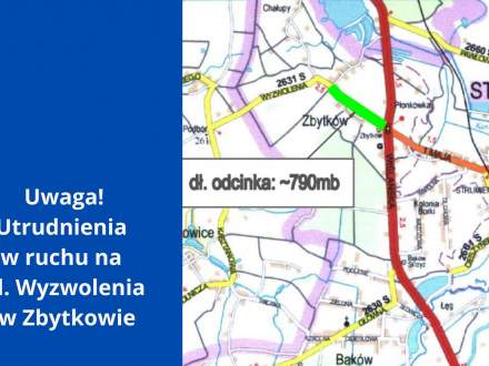 Uwaga! Utrudnienia w ruchu na ul. Wyzwolenia w Zbytkowie