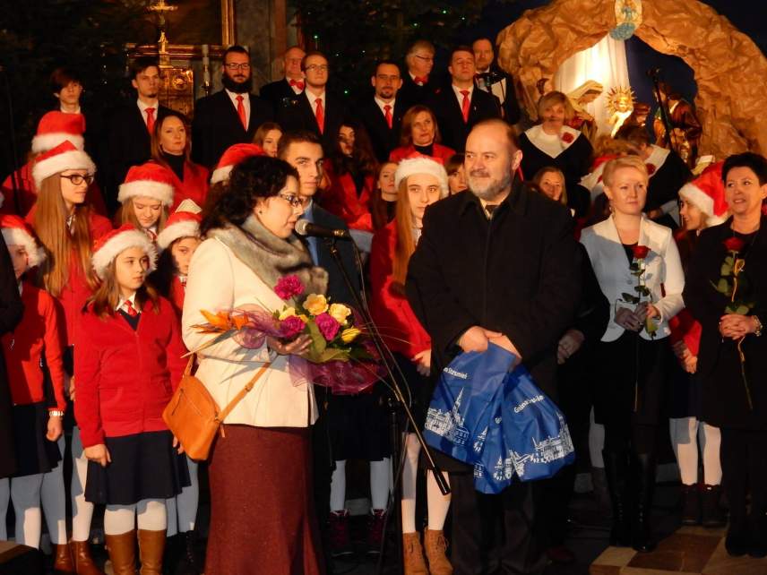 Podziękowanie Anny Grygierek, Burmistrza Strumienia i Czesława Grenia, przewodniczącego Rady Miejskiej