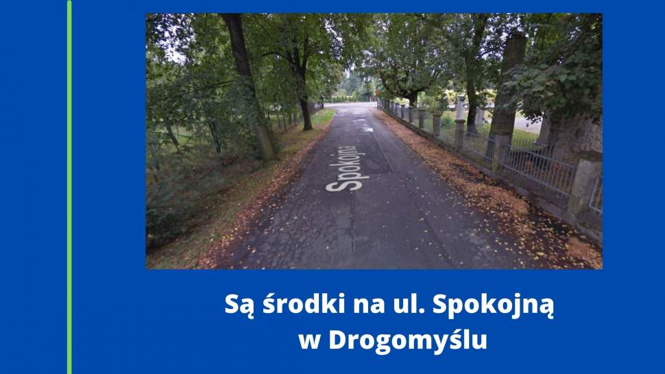 Grafika - Są środki na ul. Spokojną w Drogomyślu