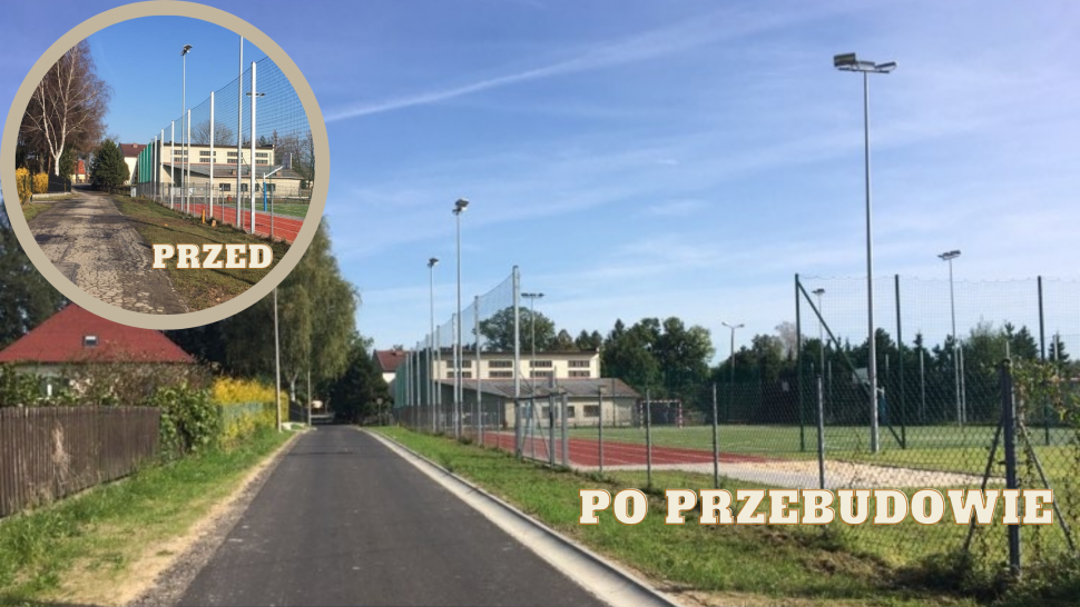 Ulica Szkolna w Pruchnej przed i po przebudowie