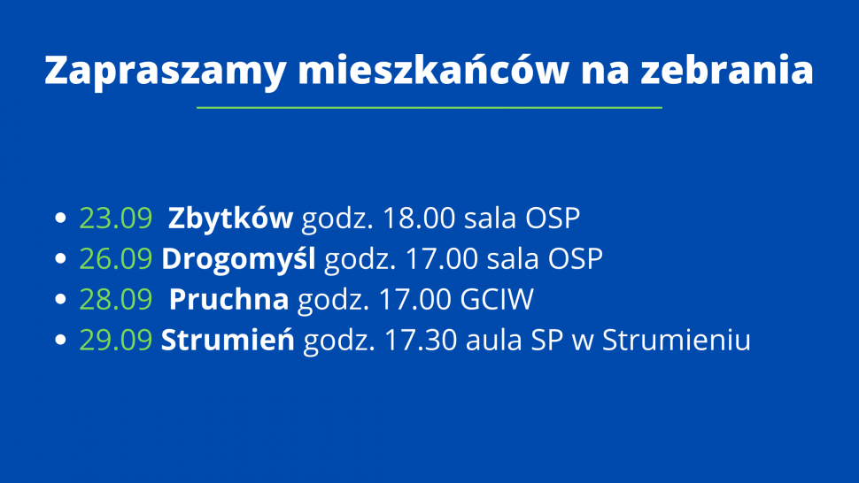 Zapraszamy mieszkańców na zebrania