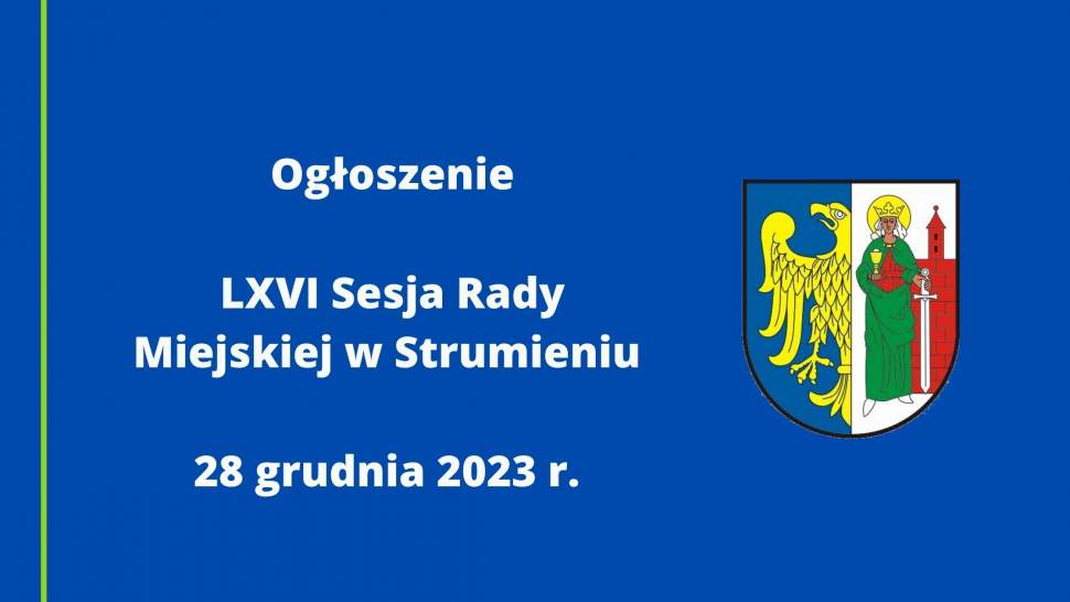 Ogłoszenie Sesja Rady Miejskiej w Strumieniu