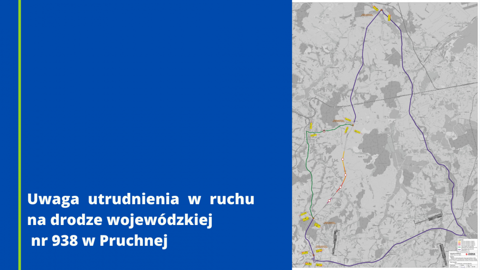 Uwaga utrudnienia w ruchu na drodze wojewódzkiej nr 938 w Pruchnej
